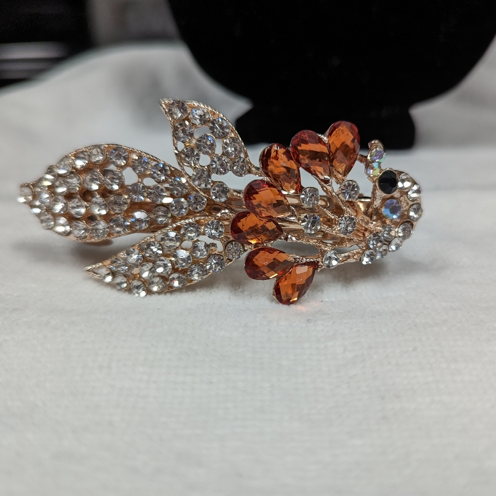 Elegant Rhinestone Peacock Hair Barrette
